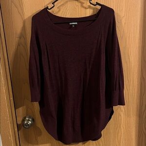 Express‎ Women's Deep Burgundy 3/4 Sleeve Tunic Sweater XS